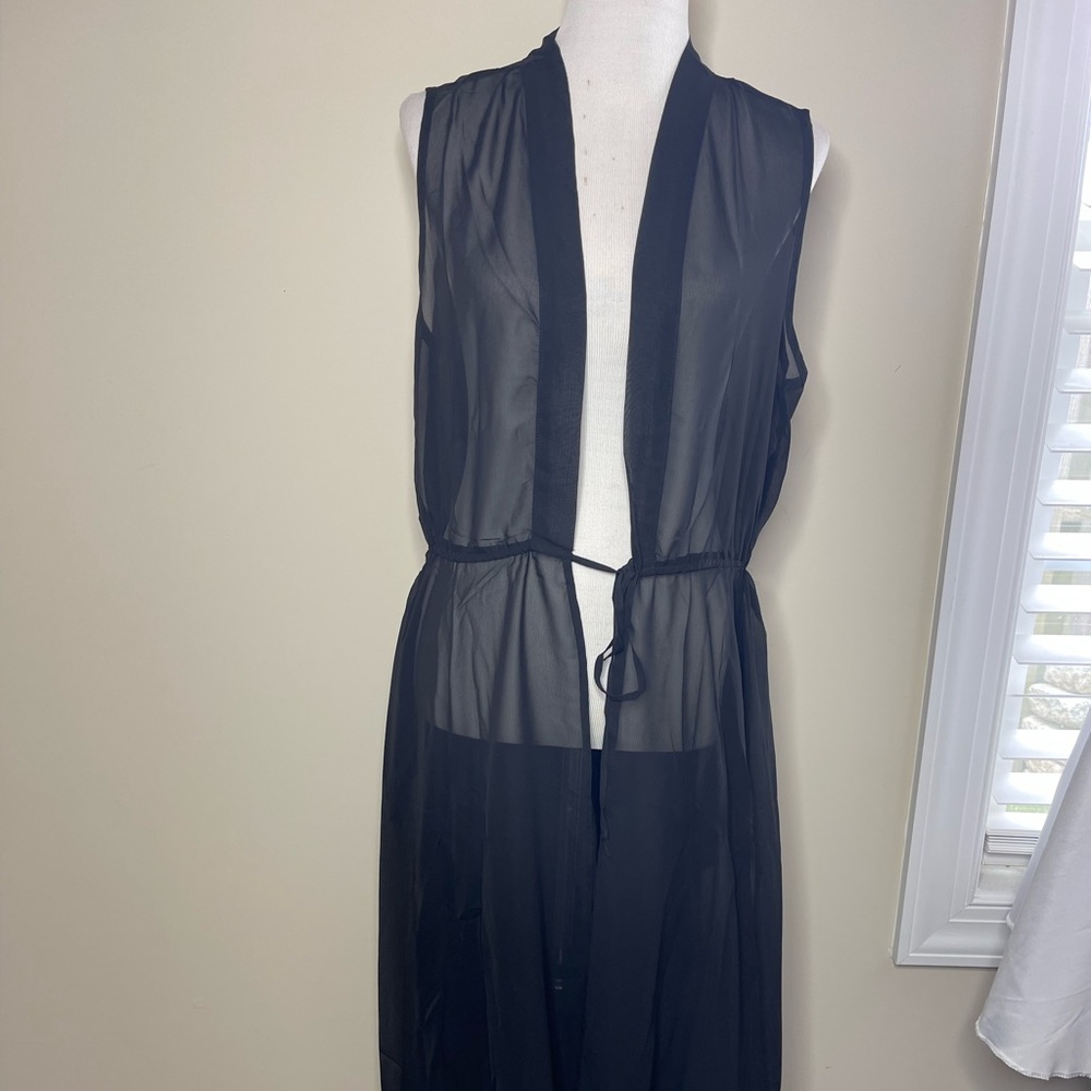 Sheer Black Sleeveless Vest